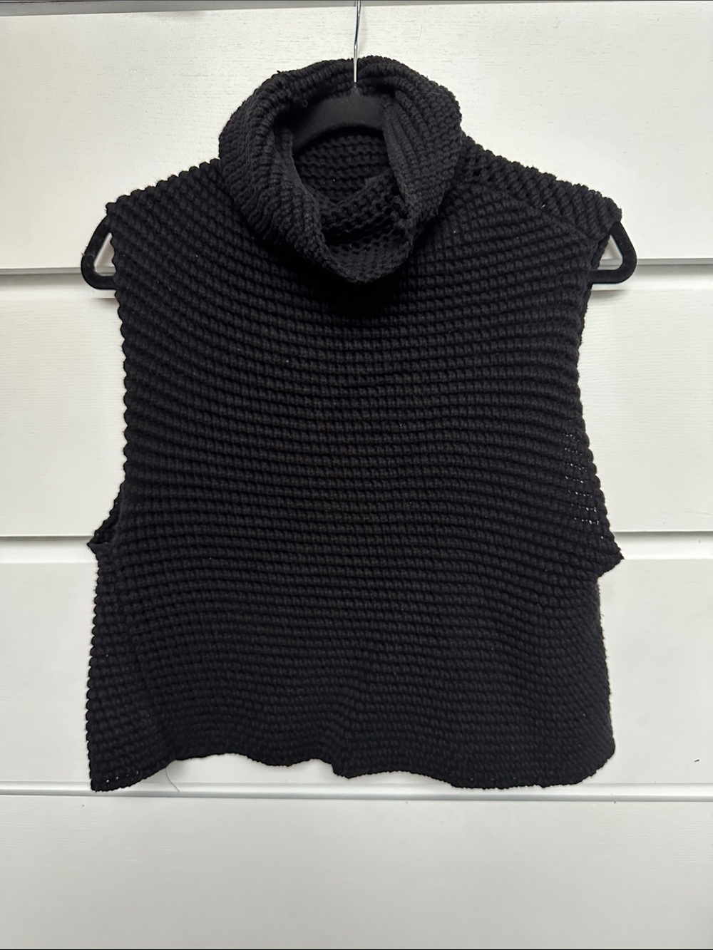 Sleeveless Black Knit Turtleneck Sweater